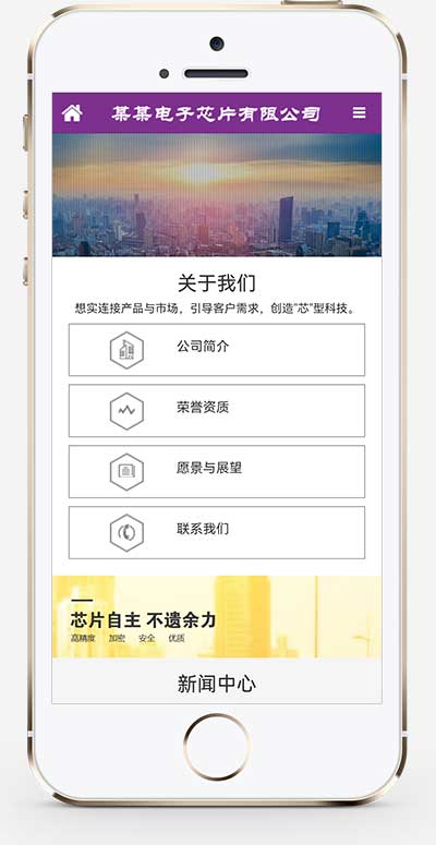 (自适应手机端)紫色响应式电子元件网站模板 芯片研发设计网站