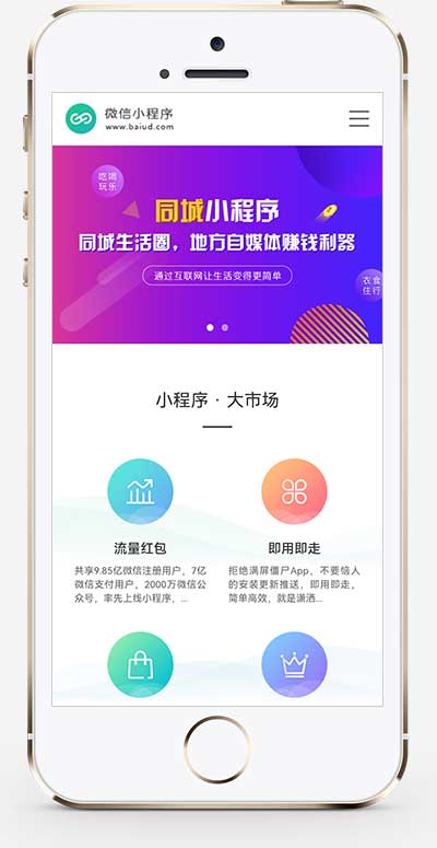 (PC+WAP)微信小程序开发代理展示销售网站模板 软件开发公司网站